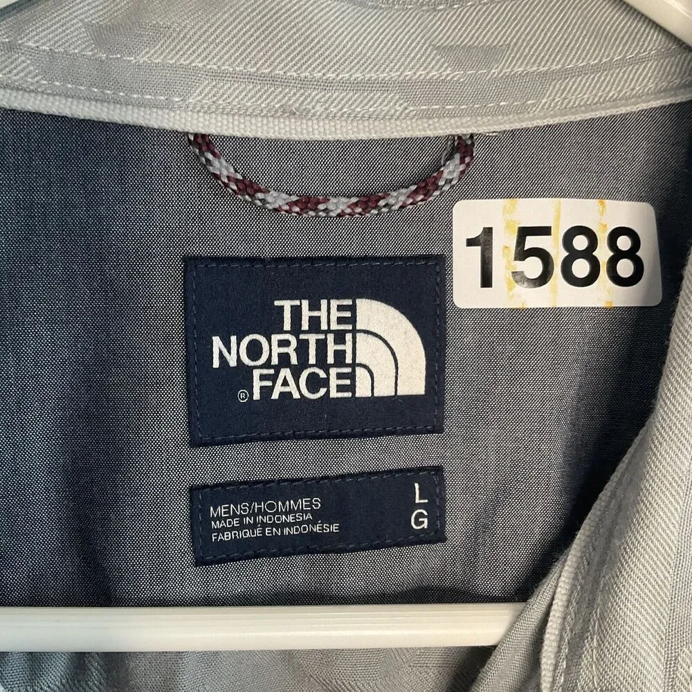 The North Face Long Sleeve Shirt Slate Woven Aztec Retro Button Down Gray Mens L